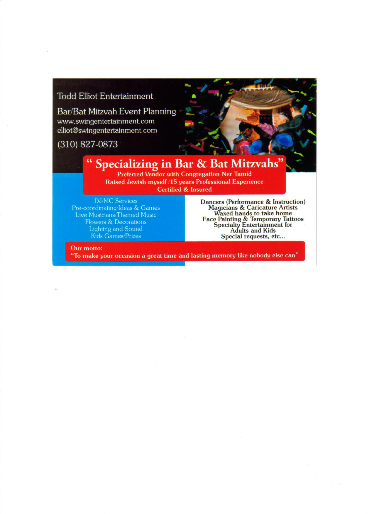 Bar and Bat Mitzvah, Teen Event Entertainment & Music